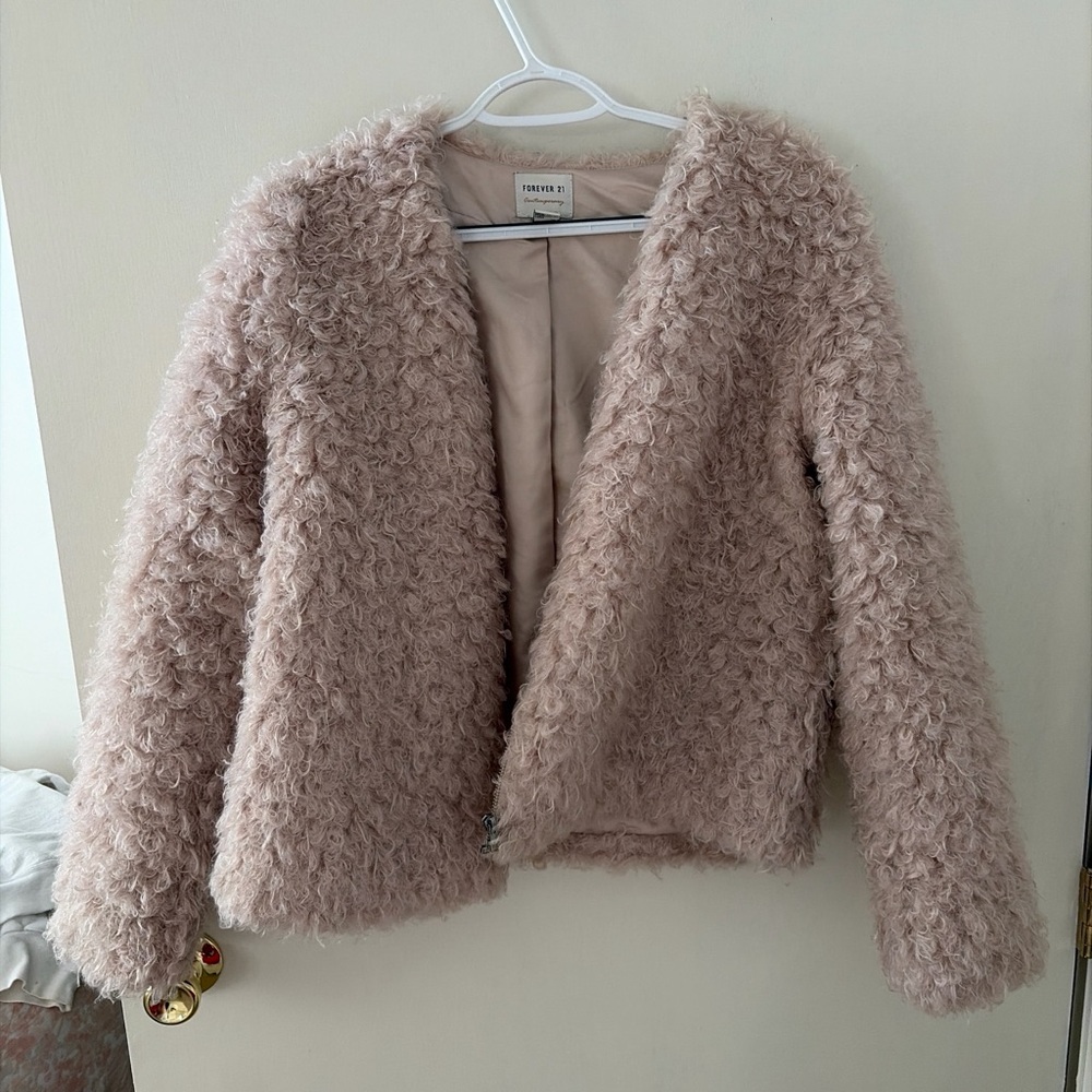 Forever 21 Light Blush Faux Fur Coat
